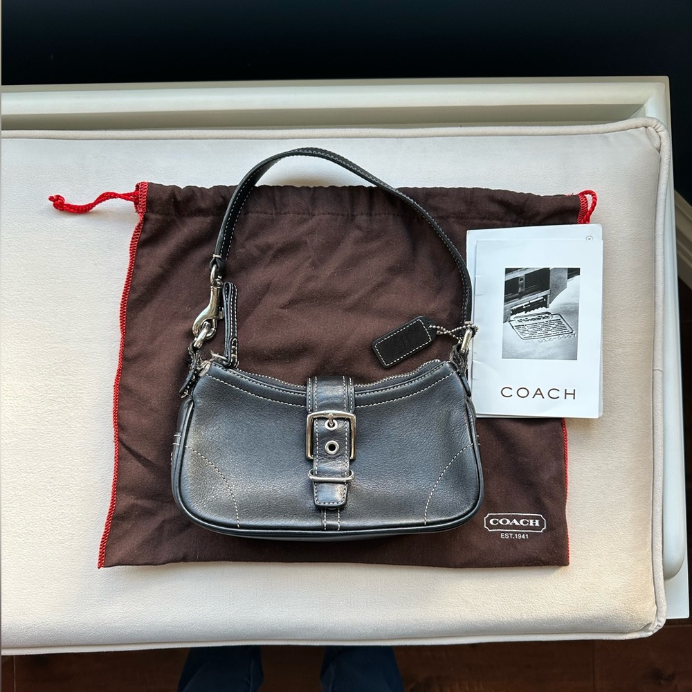 Coach Small Black Leather Buckle Bag